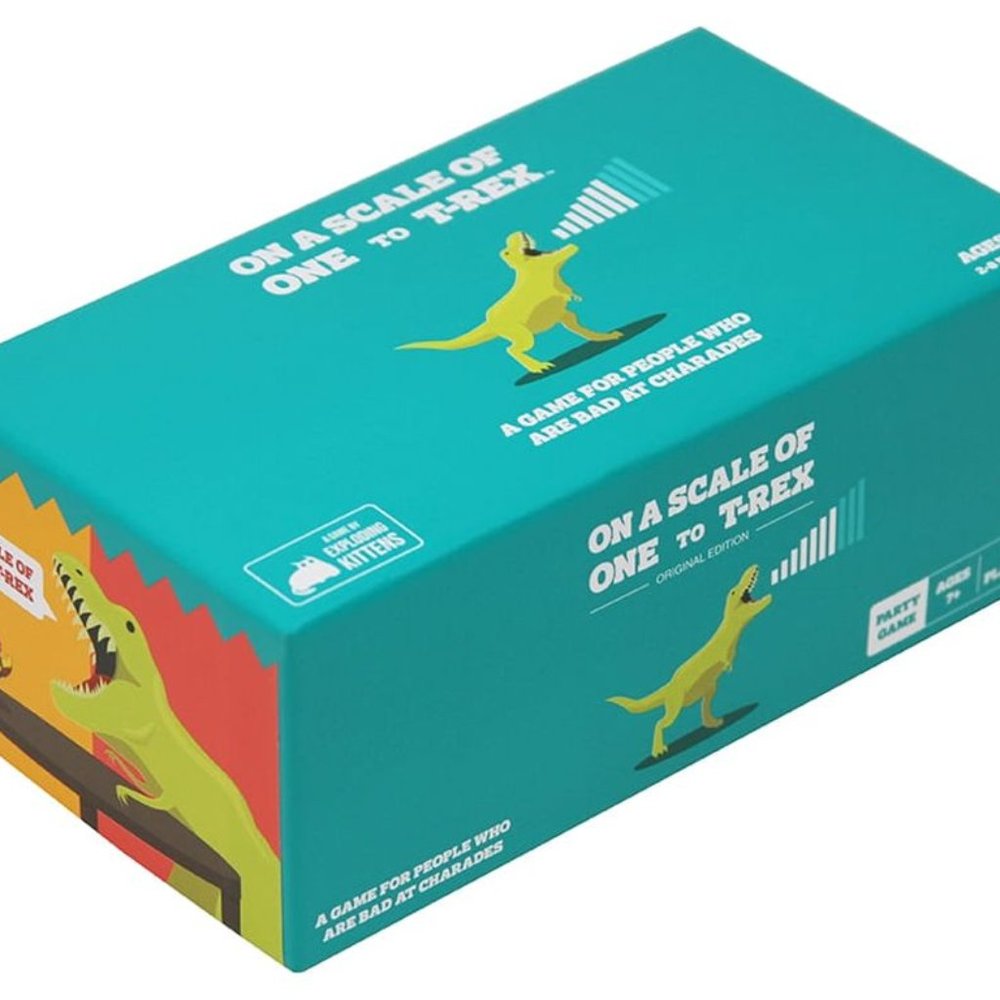 On a Scale of One to T-Rex Party Game by Exploding Kittens,15 Mins Ages 7 and up